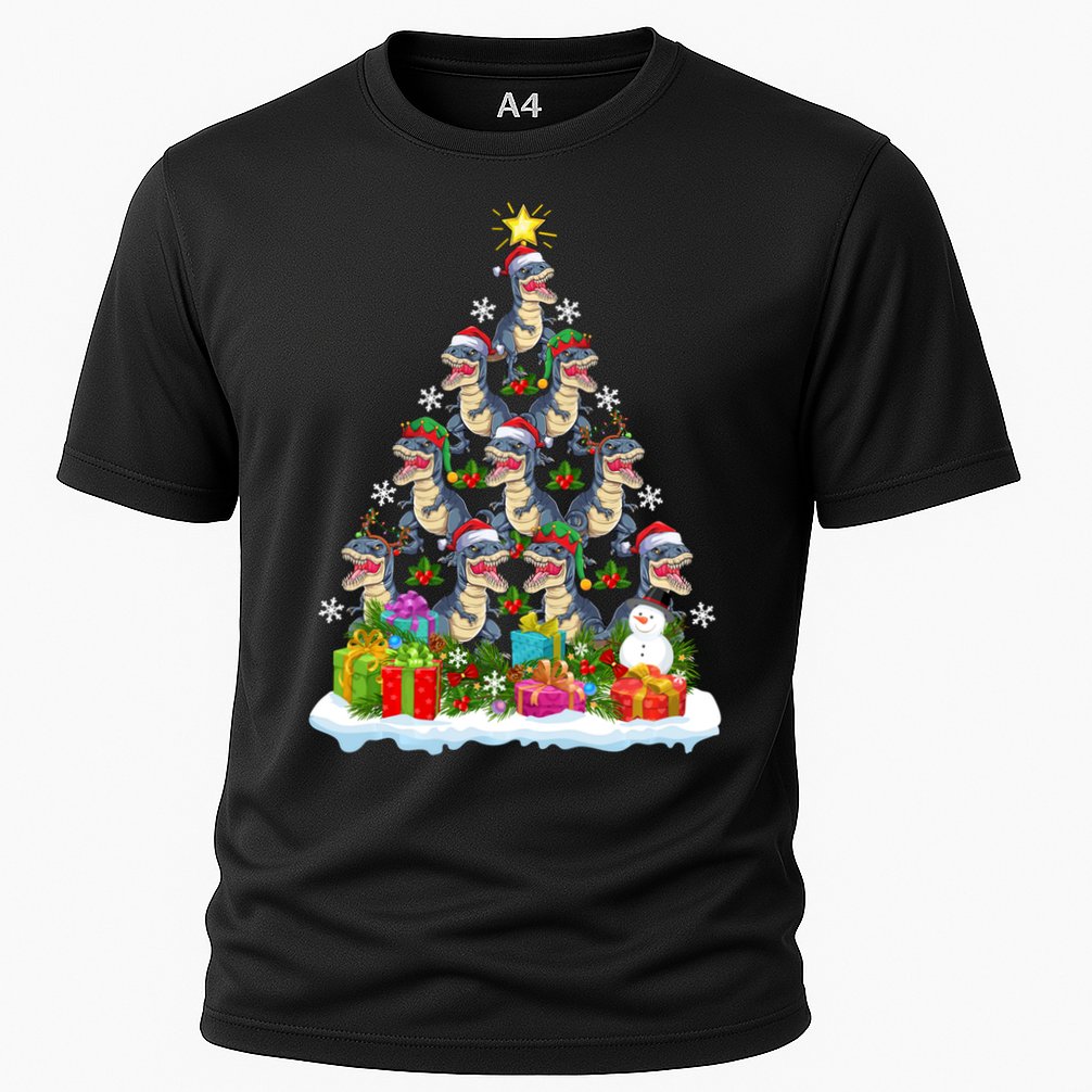 Xmas Holiday Santa TRex Dinosaur Christmas Tree Performance Shirt