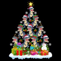 Xmas Holiday Santa TRex Dinosaur Christmas Tree Womens Tank Top