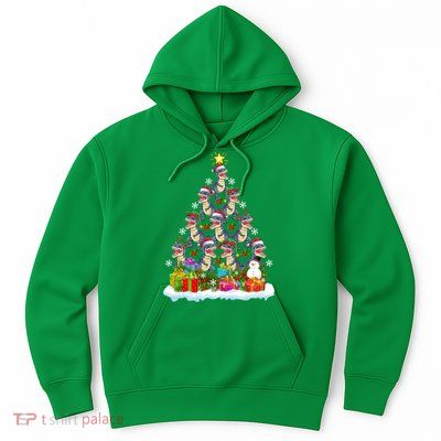 Xmas Holiday Santa TRex Dinosaur Christmas Tree Hoodie