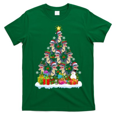 Xmas Holiday Santa TRex Dinosaur Christmas Tree T-Shirt