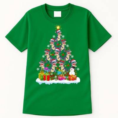 Xmas Holiday Santa TRex Dinosaur Christmas Tree Tall T-Shirt