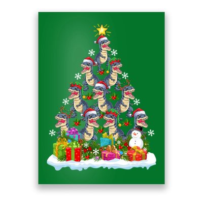 Xmas Holiday Santa TRex Dinosaur Christmas Tree Poster