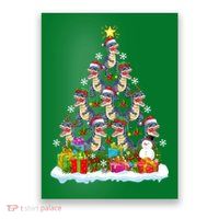 Xmas Holiday Santa TRex Dinosaur Christmas Tree Poster