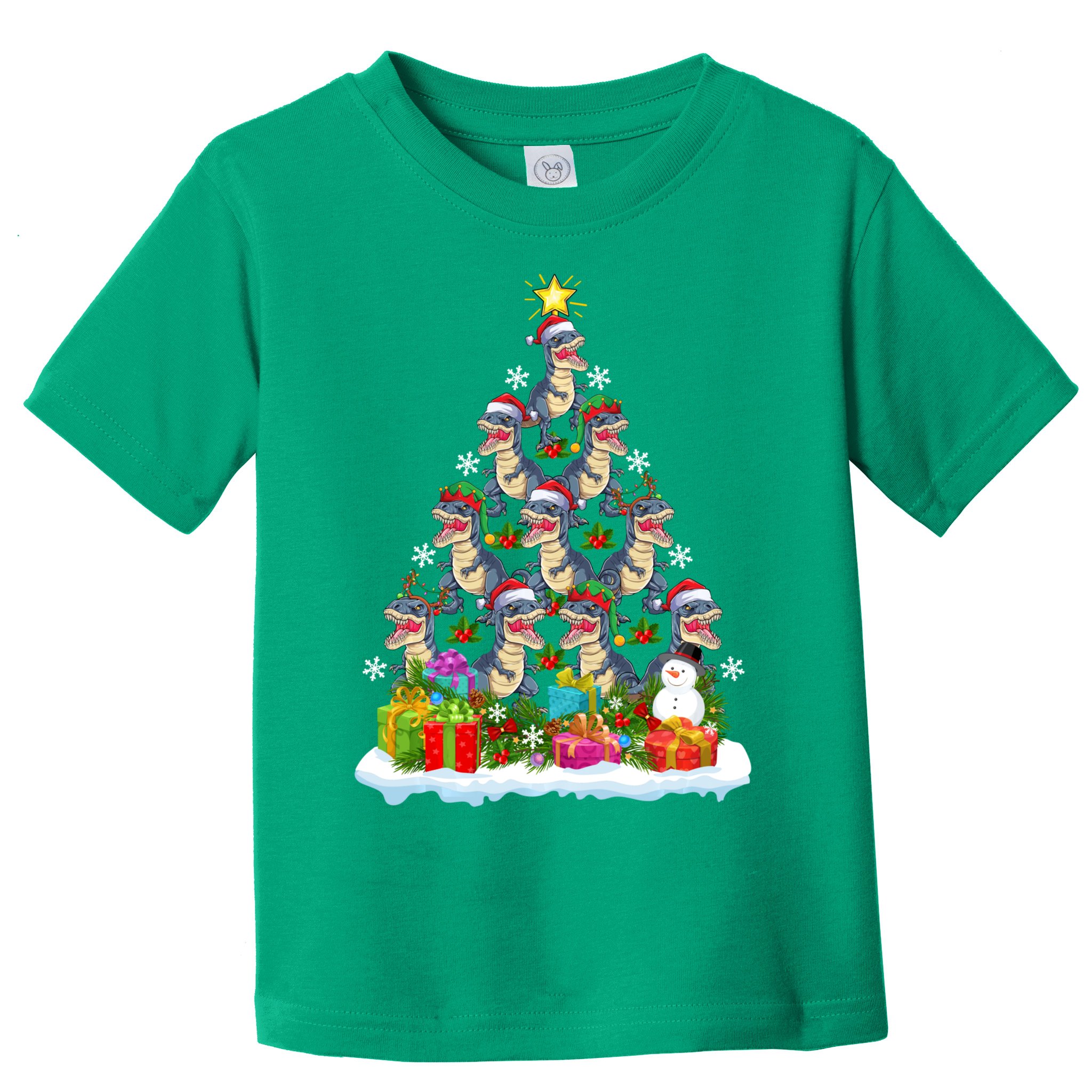 Xmas Holiday Santa TRex Dinosaur Christmas Tree Toddler T-Shirt