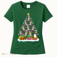 Xmas Holiday Santa TRex Dinosaur Christmas Tree Womens T-Shirt