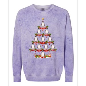 Xmas Holiday Santa Adelie Penguin Christmas Tree Gift Colorblast Crewneck Sweatshirt