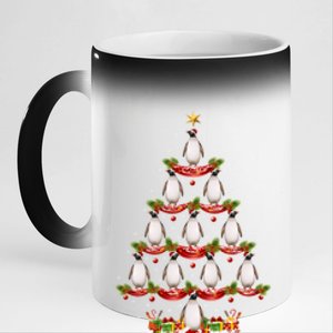 Xmas Holiday Santa Adelie Penguin Christmas Tree Gift 11oz Black Color Changing Mug