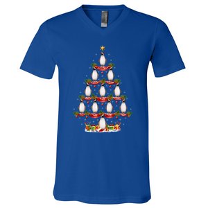 Xmas Holiday Santa Adelie Penguin Christmas Tree Gift V-Neck T-Shirt