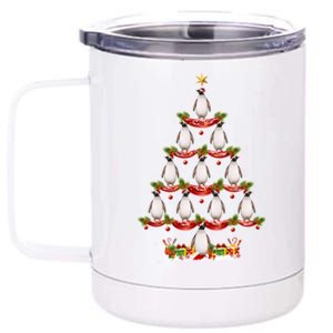 Xmas Holiday Santa Adelie Penguin Christmas Tree Gift 12 oz Stainless Steel Tumbler Cup