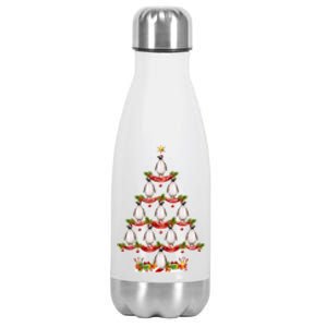 Xmas Holiday Santa Adelie Penguin Christmas Tree Gift Stainless Steel Insulated Water Bottle