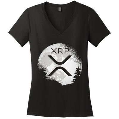 Xrp Hodl To The Moon Crypto Women's V-Neck T-Shirt