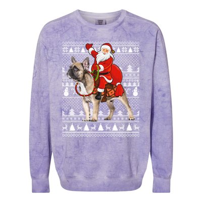 Xmas Holiday Ugly Santa Riding French Bulldog Christmas Gift Colorblast Crewneck Sweatshirt