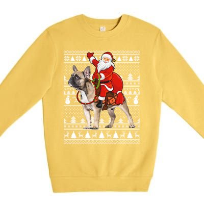 Xmas Holiday Ugly Santa Riding French Bulldog Christmas Gift Premium Crewneck Sweatshirt