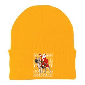 Xmas Holiday Ugly Santa Riding French Bulldog Christmas Gift Knit Cap Winter Beanie