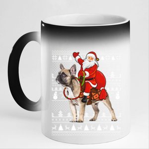 Xmas Holiday Ugly Santa Riding French Bulldog Christmas Gift 11oz Black Color Changing Mug