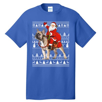 Xmas Holiday Ugly Santa Riding French Bulldog Christmas Gift Tall T-Shirt