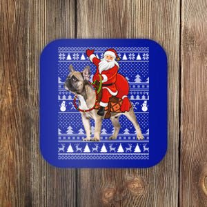 Xmas Holiday Ugly Santa Riding French Bulldog Christmas Gift Coaster