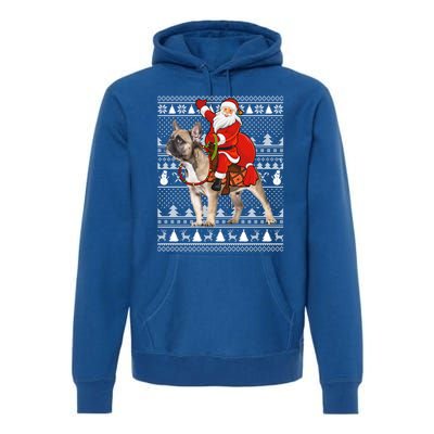 Xmas Holiday Ugly Santa Riding French Bulldog Christmas Gift Premium Hoodie