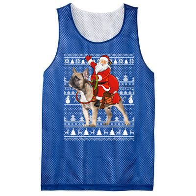 Xmas Holiday Ugly Santa Riding French Bulldog Christmas Gift Mesh Reversible Basketball Jersey Tank