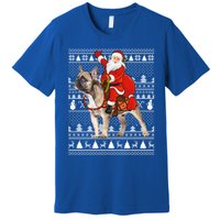 Xmas Holiday Ugly Santa Riding French Bulldog Christmas Gift Premium T-Shirt