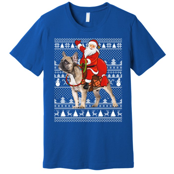 Xmas Holiday Ugly Santa Riding French Bulldog Christmas Gift Premium T-Shirt