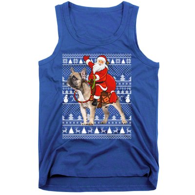 Xmas Holiday Ugly Santa Riding French Bulldog Christmas Gift Tank Top