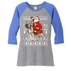 Xmas Holiday Ugly Santa Riding French Bulldog Christmas Gift Women's Tri-Blend 3/4-Sleeve Raglan Shirt