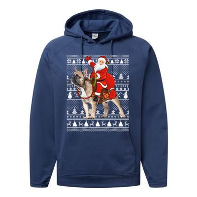 Xmas Holiday Ugly Santa Riding French Bulldog Christmas Gift Performance Fleece Hoodie