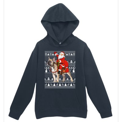 Xmas Holiday Ugly Santa Riding French Bulldog Christmas Gift Urban Pullover Hoodie