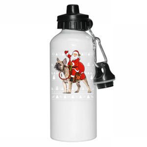 Xmas Holiday Ugly Santa Riding French Bulldog Christmas Gift Aluminum Water Bottle