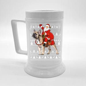 Xmas Holiday Ugly Santa Riding French Bulldog Christmas Gift Beer Stein