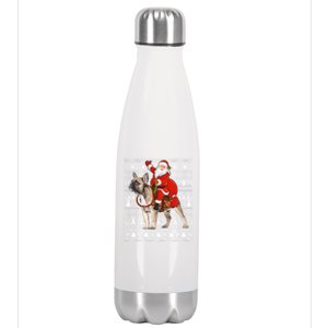 Xmas Holiday Ugly Santa Riding French Bulldog Christmas Gift Stainless Steel Insulated Water Bottle