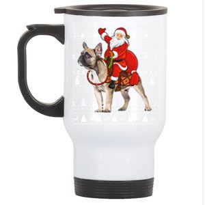 Xmas Holiday Ugly Santa Riding French Bulldog Christmas Gift Stainless Steel Travel Mug