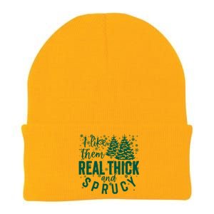 Xmas I Like Them Real Thick And Sprucy Funny Christmas Tree Gift Knit Cap Winter Beanie