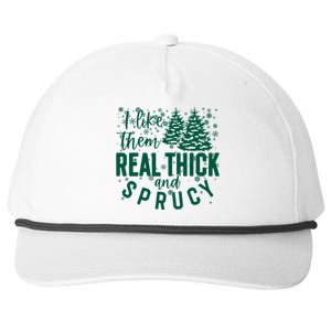 Xmas I Like Them Real Thick And Sprucy Funny Christmas Tree Gift Snapback Five-Panel Rope Hat