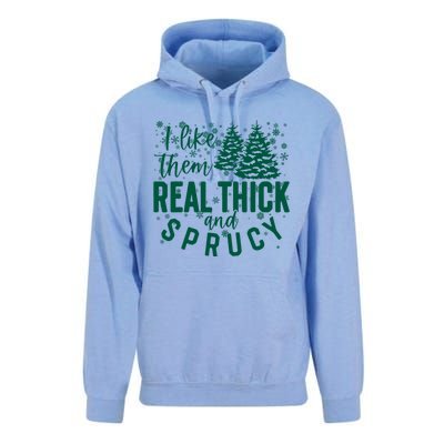 Xmas I Like Them Real Thick And Sprucy Funny Christmas Tree Gift Unisex Surf Hoodie