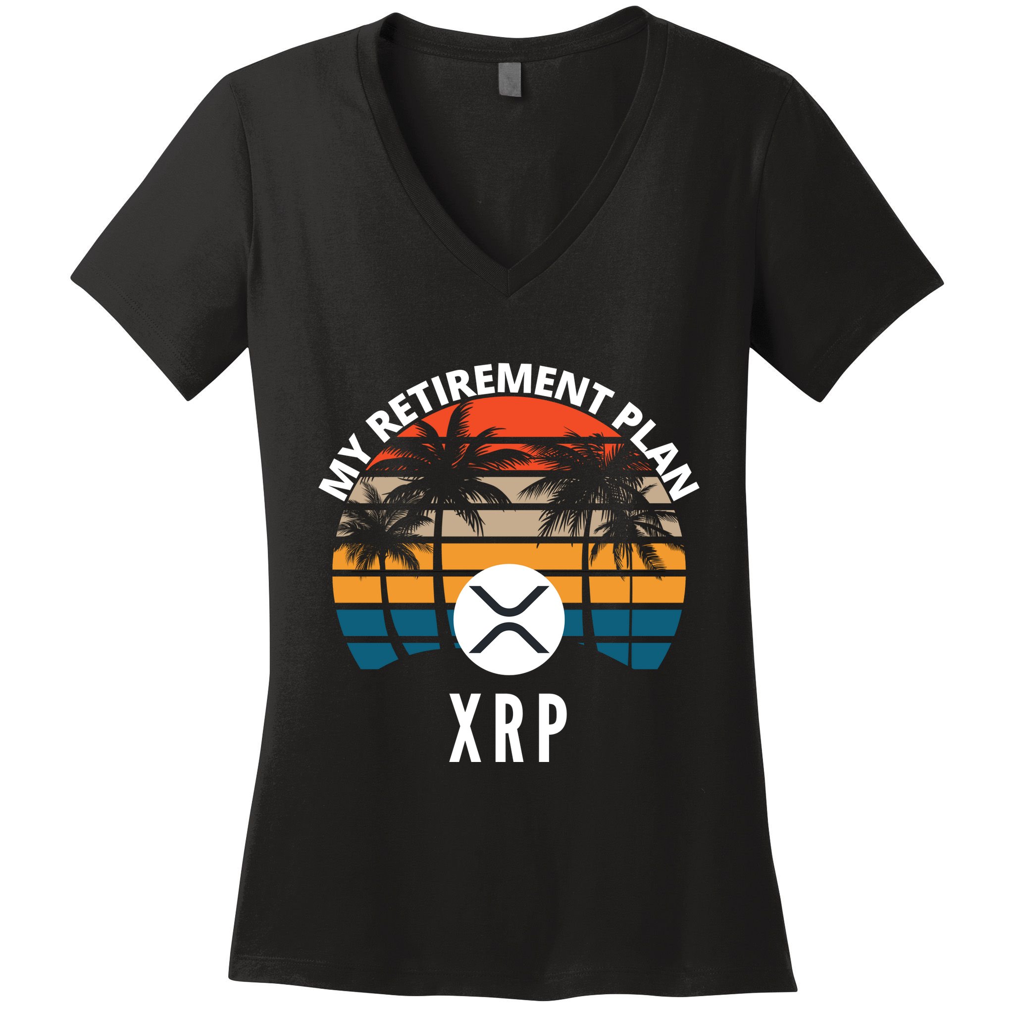 XRP Is My Retirement Plan XRP Ripple Logo XRP Cryptocurrency Women's V-Neck T-Shirt