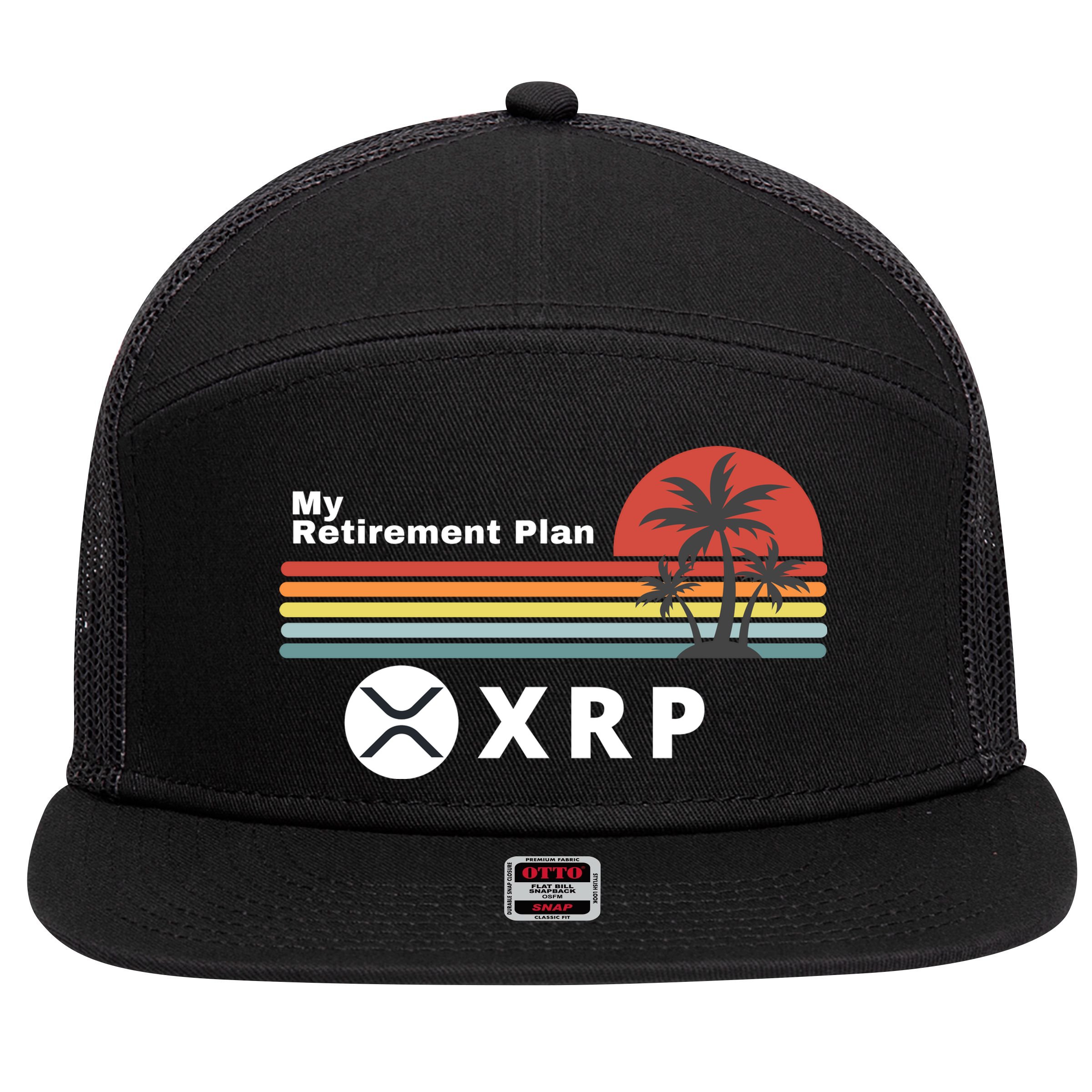 XRP Is My Retirement Plan, XRP Ripple Logo, Cryptocurrency 7 Panel Mesh Trucker Snapback Hat