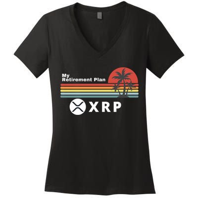 XRP Is My Retirement Plan, XRP Ripple Logo, Cryptocurrency Women's V-Neck T-Shirt