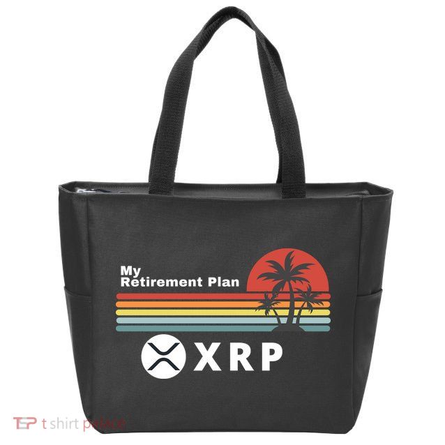 XRP Is My Retirement Plan, XRP Ripple Logo, Cryptocurrency Zip Tote Bag