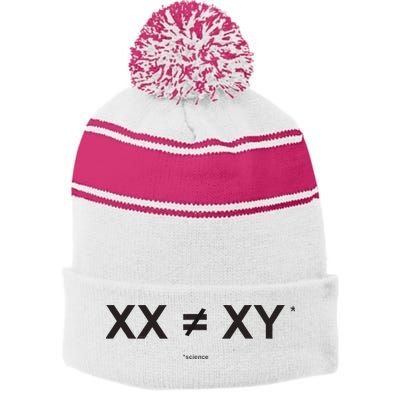 XX Is Not The Same As XY Science (Genetics Chromasome) (C) Stripe Pom Pom Beanie