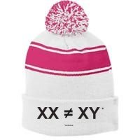 XX Is Not The Same As XY Science (Genetics Chromasome) (C) Stripe Pom Pom Beanie