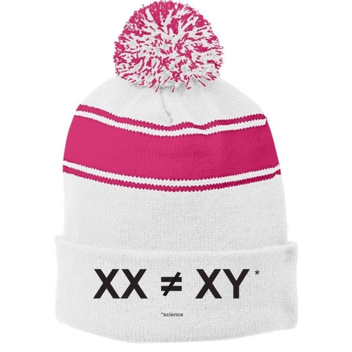 XX Is Not The Same As XY Science (Genetics Chromasome) (C) Stripe Pom Pom Beanie