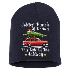 Xmas Jolliest Bunch Of Teachers This Side Of The Hallway Short Acrylic Beanie