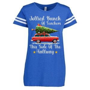 Xmas Jolliest Bunch Of Teachers This Side Of The Hallway Enza Ladies Jersey Football T-Shirt