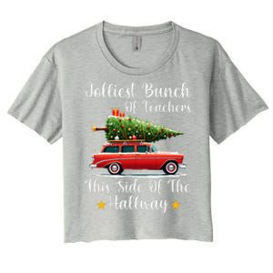 Xmas Jolliest Bunch Of Teachers This Side Of The Hallway Women's Crop Top Tee