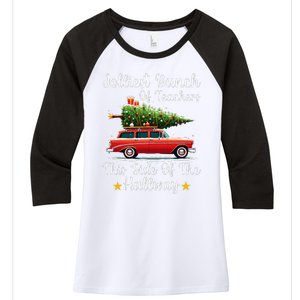 Xmas Jolliest Bunch Of Teachers This Side Of The Hallway Women's Tri-Blend 3/4-Sleeve Raglan Shirt