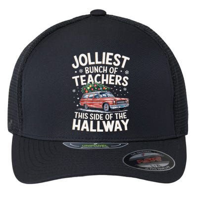 Xmas Jolliest Bunch Of Teachers This Side Of The Hallway Flexfit Unipanel Trucker Cap