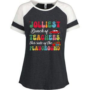 Xmas Jolliest Bunch Of Teachers This Side Of The Playground Enza Ladies Jersey Colorblock Tee