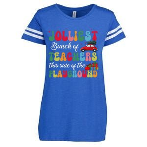 Xmas Jolliest Bunch Of Teachers This Side Of The Playground Enza Ladies Jersey Football T-Shirt